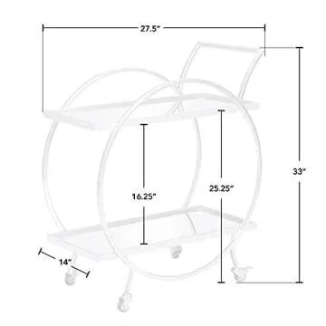 FirsTime & Co. Silver Odessa Bar Cart, 2 Tier Mobile Mini Bar, Kitchen Serving Cart and Coffee Station with Storage for Liquor, Metal and Mirror, Modern, 28 inches