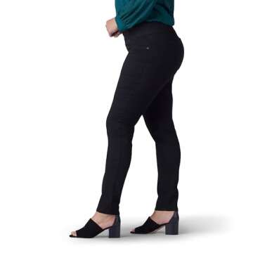Lee Women's Plus Size Sculpting Slim Fit Skinny Leg Pull on Jean, Black, 22W Medium
