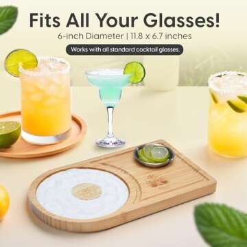 Margarita Salt Rimmer Set – Bamboo Sugar Rimmer for Cocktails with Bowl, 2 Wooden Coasters & Space for Margarita Accessories – Exclusive Mexican Skull Design Edition