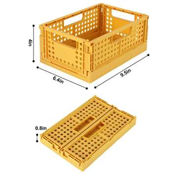 2-Pack Plastic Baskets for Shelf Storage Organizing, Durable and Reliable Folding Storage Crate, Ide...