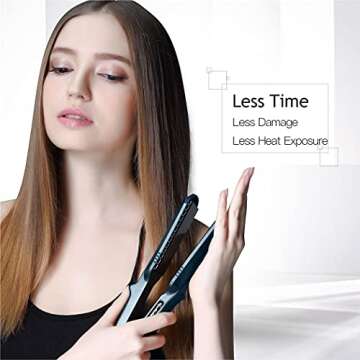 Hair Crimper, CkeyiN Crimping Irons Hair Straightener Flat Iron with 4 Interchangeable Tourmaline Ce...