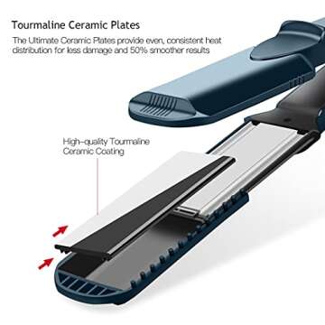 Hair Crimper, CkeyiN Crimping Irons Hair Straightener Flat Iron with 4 Interchangeable Tourmaline Ceramic Plate Adjustable Temperature for All Hair Types