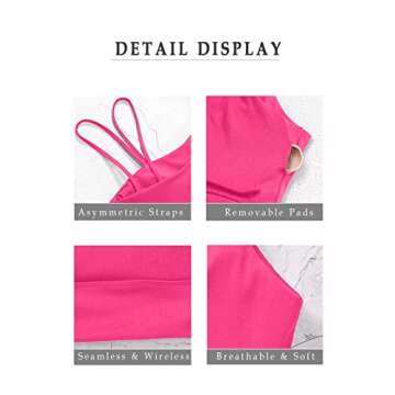 MELYUM Womens Long Line Sports Bra One Strap Workout Crop Tank Tops Supportive Yoga Open Back Asymmetrical Activewear