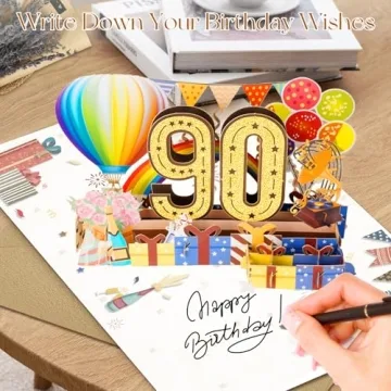 OLOSONG 90th Birthday Pop Up Card for Men and Women