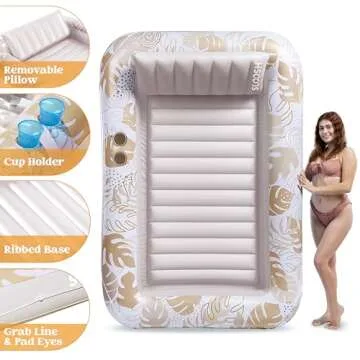 Sloosh Inflatable Tanning Pool Lounger Float - XL Comfort