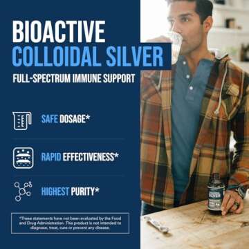 Bioactive Colloidal Silver - 8 oz, Glass Bottle, Vegan, Safe Doses with Highest Effectiveness - Nano...