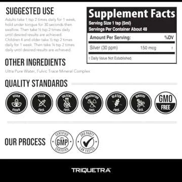 Bioactive Colloidal Silver - 8 oz, Glass Bottle, Vegan, Safe Doses with Highest Effectiveness - Nano Ions, 30 PPM - Immune Support (48 Servings)