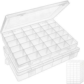 OUTUXED 36 Grids Clear Organizer Box Set for Crafts