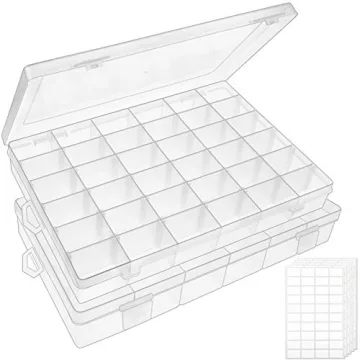 OUTUXED 2-Pack Clear Organizer Box with Adjustable Dividers for Versatile Storage