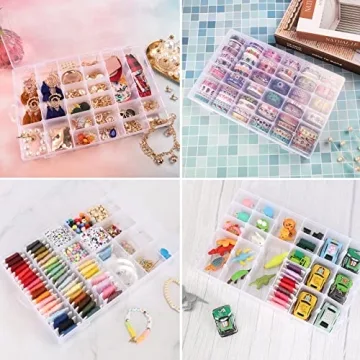 OUTUXED 36 Grids Clear Organizer Box Set for Crafts