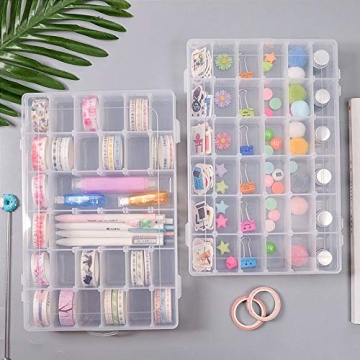 OUTUXED 36 Grids Clear Organizer Box Set for Crafts