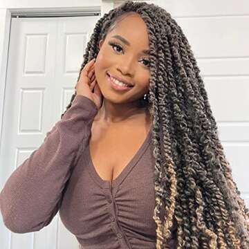 ToyoTress Tiana Passion Twist Hair - 24 Inch 8 Packs Pre-Twisted Passion Twists, Ombre Blonde Pre-Looped Crochet Braids Made Of Bohemian Hair Synthetic Braiding Hair Extension (24 Inch, T27-8P)