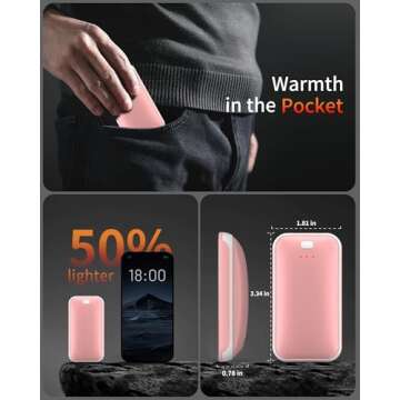 Hand Warmers Rechargeable, 2 Pack Electric Hand Warmer, Reusable Portable Pocket Heater USB Handwarmers, Gifts for Men, Women, Indoor, Outdoor, Hiking, Skiing, Camping, Hunting Accessories