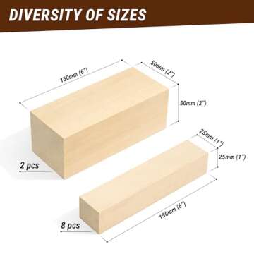 BeaverCraft BW10 Large Basswood Carving Blocks Set Bass Wood for Wood Carving Unfinished Wood Blocks - Whittling Wood Soft Carving Wood Blocks for Carving Wooden Block Set Block of Wood for Crafts