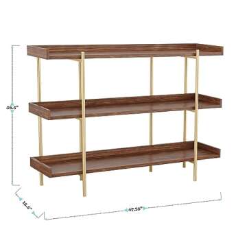 Martha Stewart Emmett 3 Shelf Bookcase - Stylish Storage with Brass Accents
