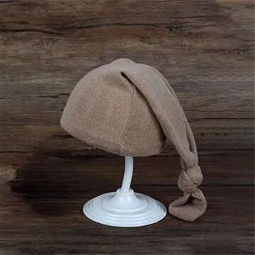 Vemonllas Newborn Baby Photography Props Outfits Hat Long Ripple Wrap Set for Boys Girls Photography Photoshoot Photos Picture (Beige)