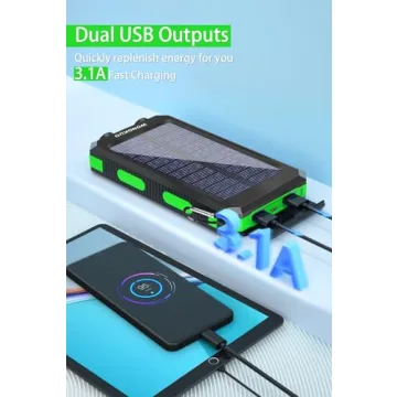 WONGKUO Solar Charger Power Bank - 36800mAh Fast Charging