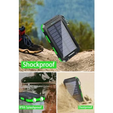 WONGKUO Solar Charger Power Bank - 36800mAh Fast Charging