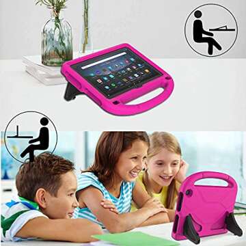 Fire HD 10 & HD 10 Plus Tablet Case for Kids(13th/11th Generation, 2023/2021 Release) - DICEKOO Lightweight Shockproof Kid-Proof Cover with Handle Stand for Kindle Fire HD 10 Kids Tablet - Pink