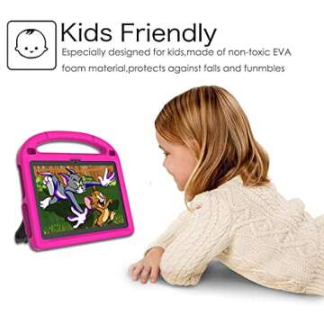 Fire HD 10 & HD 10 Plus Tablet Case for Kids(13th/11th Generation, 2023/2021 Release) - DICEKOO Lightweight Shockproof Kid-Proof Cover with Handle Stand for Kindle Fire HD 10 Kids Tablet - Pink