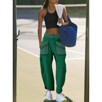 LAMISSCHE Oversized Barrel Lounge Pants Women Wide Leg Sweatpants with Pockets Baggy Cropped Pants(D...