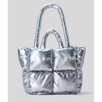 Puffer Shoulder Bag for Women Mini Down Satchel Hobo Bag Quilted Tote Bag Chic Purses 2024