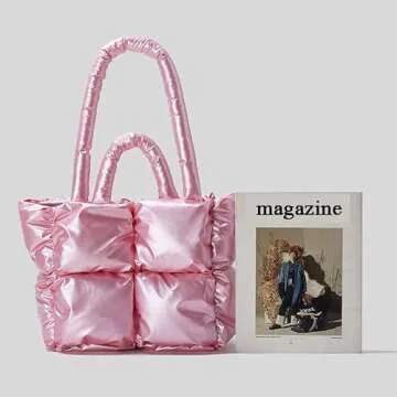 Puffer Shoulder Bag for Women Mini Down Satchel Hobo Bag Quilted Tote Bag Chic Purses 2024