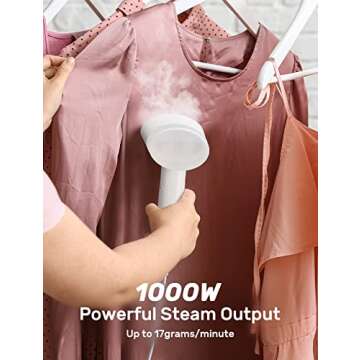 Steamer for Clothes, Handheld Garment Steamer Clothing, 15 Second Fast Heat-up, Foldable Handheld Cl...