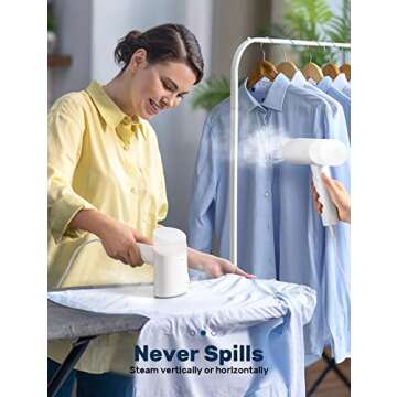 Steamer for Clothes, Handheld Garment Steamer Clothing, 15 Second Fast Heat-up, Foldable Handheld Clothing Wrinkles Remover for Garments, Portable Mini Fabric Steam Iron for Home Office Travel Gift Present Christmas