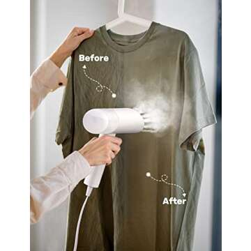 Steamer for Clothes, Handheld Garment Steamer Clothing, 15 Second Fast Heat-up, Foldable Handheld Clothing Wrinkles Remover for Garments, Portable Mini Fabric Steam Iron for Home Office Travel Gift Present Christmas