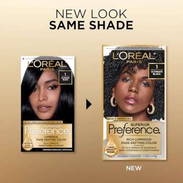 L'Oreal Paris Superior Preference Fade-Defying + Shine Permanent Hair Color, 1.0 Ultimate Black, Pac...