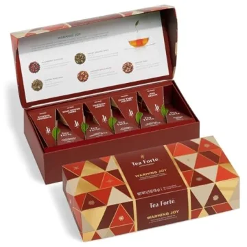 Tea Forte Warming Joy Gift Set, Holiday Spice Tea Sampler with 10 Pyramid Tea Infusers in Petite Pre...
