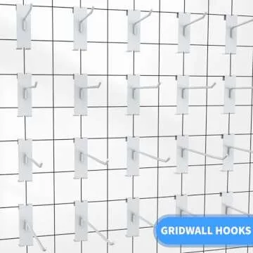 24 Pieces Gridwall Hooks 4/6/8 Inch Gridwall Panel Hooks Metal Gridwall Hanging Hooks Hangers Black Commercial Grade Gridwall Pegs Gridwall Accessories for Garage Shop Retail Display (24, White)