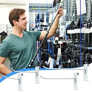 24 Pieces Gridwall Hooks 4/6/8 Inch Gridwall Panel Hooks Metal Gridwall Hanging Hooks Hangers Black Commercial Grade Gridwall Pegs Gridwall Accessories for Garage Shop Retail Display (24, White)