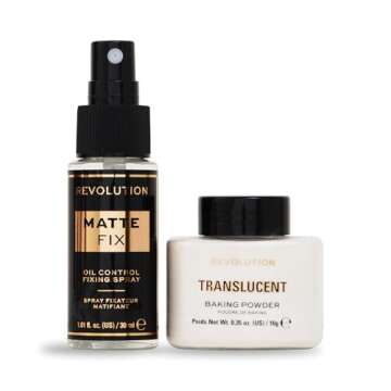 Revolution Beauty Mini Matte Heroes Makeup Gift Set, Mini Kit of Matte Fixing Spray & Translucent Ba...