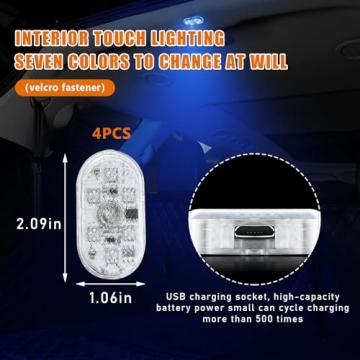 Augeny LED Interior Car Lights - 7 Color Portable Rechargeable