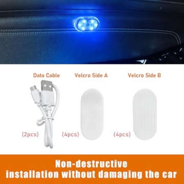 Augeny LED Interior Car Lights - 7 Color Portable Rechargeable