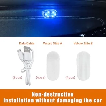 Augeny LED Interior Car Lights - 7 Color Portable Rechargeable