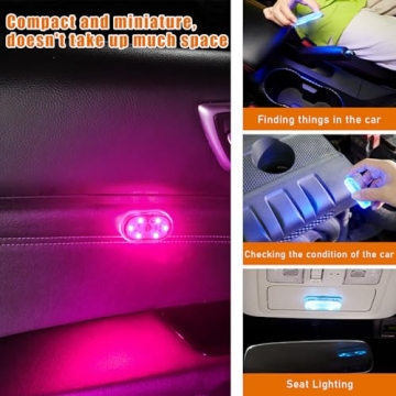 Augeny LED Interior Car Lights - 7 Color Portable Rechargeable
