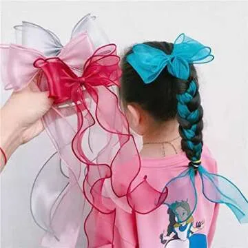 Pink 1 PCS Bow hairpin colorful ribbon lace hairpin girl crocodile clip ribbon hairpin women hair accessories