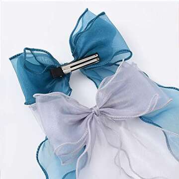 Pink 1 PCS Bow hairpin colorful ribbon lace hairpin girl crocodile clip ribbon hairpin women hair accessories