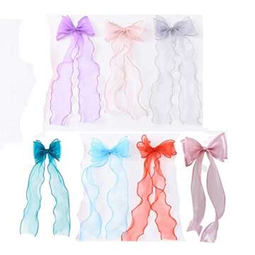 Pink 1 PCS Bow hairpin colorful ribbon lace hairpin girl crocodile clip ribbon hairpin women hair accessories