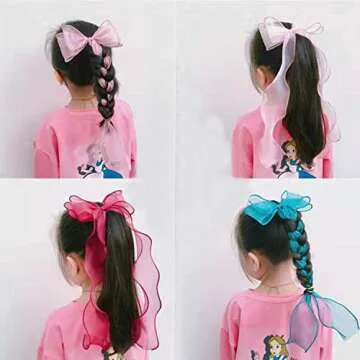 Pink 1 PCS Bow hairpin colorful ribbon lace hairpin girl crocodile clip ribbon hairpin women hair accessories