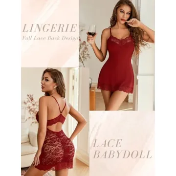 Avidlove Sexy Women’s Lace Trim Babydoll Lingerie Dress