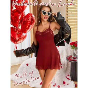 Avidlove Sexy Women’s Lace Trim Babydoll Lingerie Dress