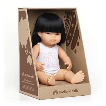 Miniland Doll 15'' Asian Girl (Box) - Made in Spain, Anatomically Correct, Quality