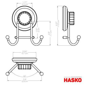 HASKO accessories - Powerful Vacuum Suction Cup Hooks - Organizer for Towel, Bathrobe and Loofah - Strong Stainless Steel Towel Hooks for Bathroom & Kitchen, Towel Hanger Storage (2 Pack)