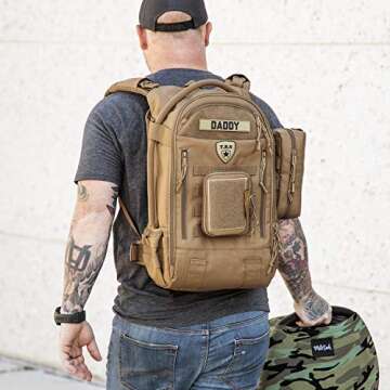 Tactical Baby Gear Daypack 3.0 Tactical Diaper Bag Backpack Combo Set (Black Camo)