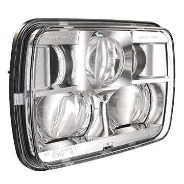 J.W. SPEAKER 12-24V DOT/ECE LED RHT High & Low Beam Headlight with Chrome Inner Bezel