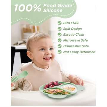 Totmizby Silicone Suction Plates for Baby 2 Pack 100% Food Grade Silicone Baby Plates, BPA Free, Baby Feeding Supplies, Microwave & Dishwasher Safe, blue1